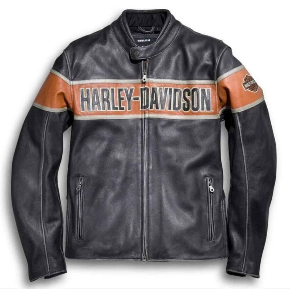 NWT Harley Davidson Men's Victory Lane Black Biker Distressed Leather Jacket